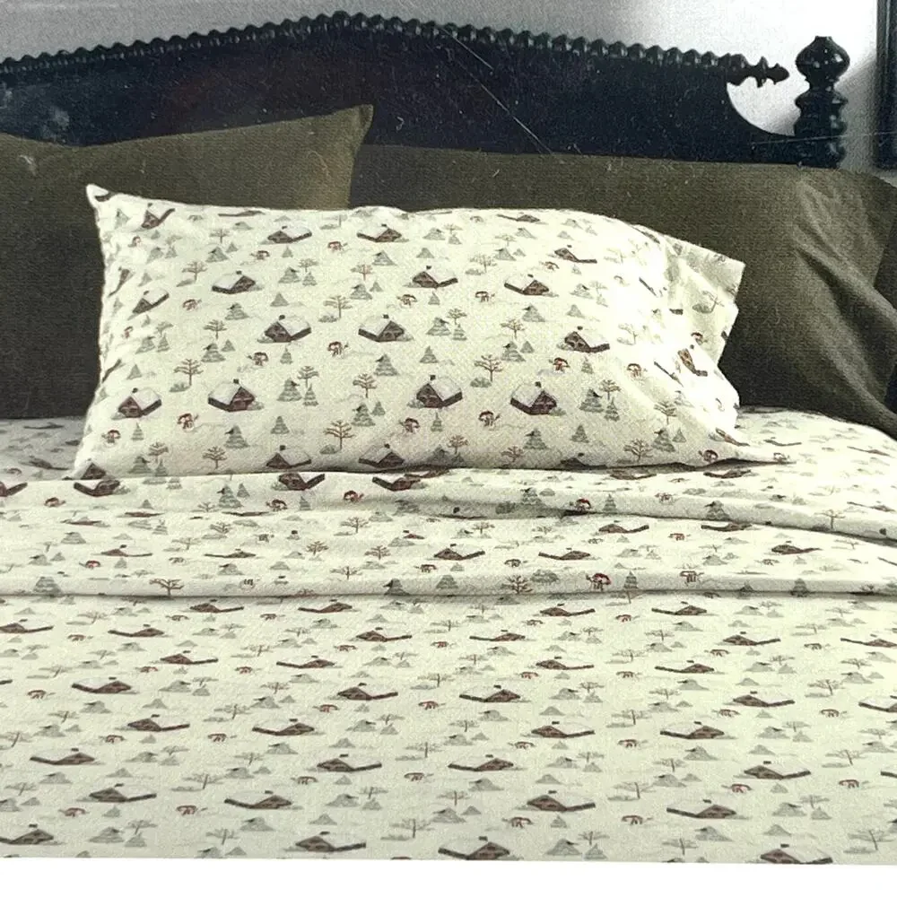 Charter Club Novelty Flannel fit 17” deep mattress - cabin and snowmen